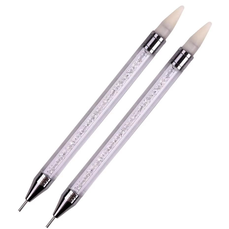 Pic à Strass à Cire pour Ongles Stylo à Points Stylo à Cire Double Pointe pour Strass Pointe Outil d'Art pour Ongles Cristal & Pierre Précieuse pour Manucure DIY