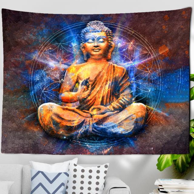 Buddha Print Tapestry Wall Hanging Meditator Backdrop Wall Decoration Indian Boho Mandala Hippie Home Decor Accessories