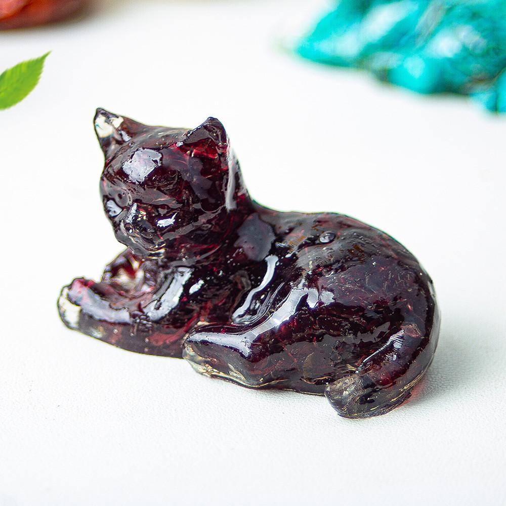 Resin Encrusted Natural Crystal Chips Resin Cat Figurine Home Decor Gift For Friends