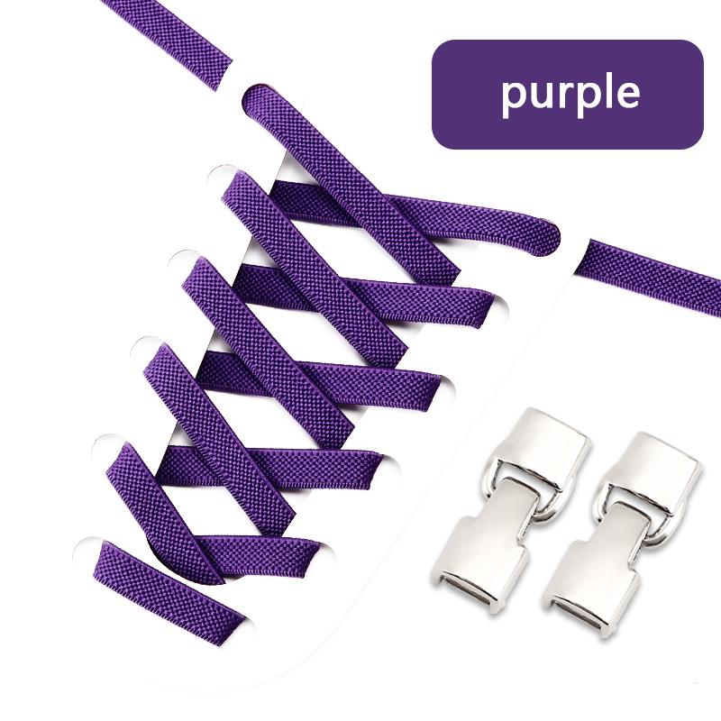1 Pair Flat Shoelaces Metal Buckle Lock Elastic Shoe Laces Without Ties Sports Enthusiasts Lazy Shoes Lace Accessories