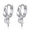 Trendy 925 Sterling Silver Earrings For Women Creative Moon Star Vintage Cross Hoops Jewelry Girl Accessories Party Gift