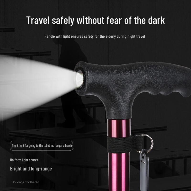 Kodeno Elderly Telescopic Walking Stick with Light