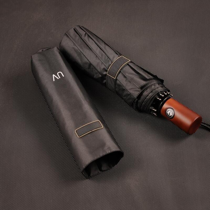 Fully Automatic Tri-fold Short Handle Umbrella High-end Enlarged Thickened Reinforced Wind-resistant Men's Business Umbrella