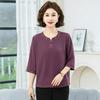 2026 Fashionable Chinese Style Short Sleeve T-shirt for Middle-aged and Elderly Women - Summer Temperament Top
