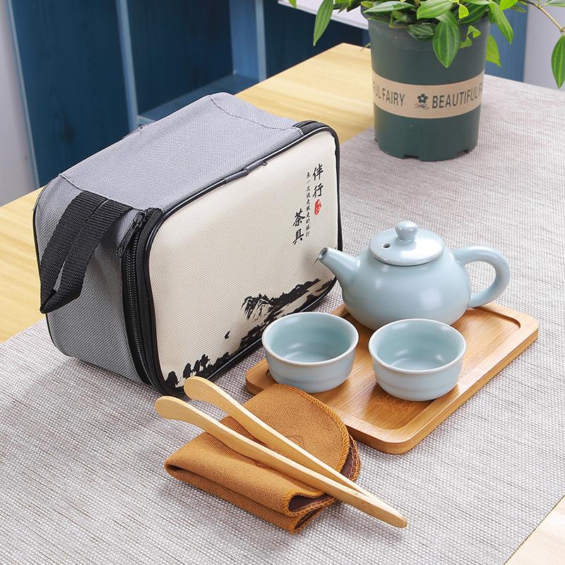 Travel Tea Set, Portable Bag, Kuaike Teacup, Outdoor, Gifts Will Sell Ceramic Kung Fu, One Pot and Four Cups.