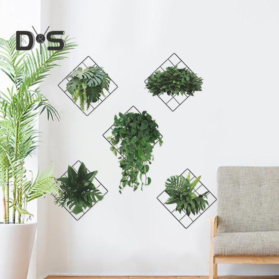 6 ks 3D mřížka nálepka se zelenými rostlinami odnímatelná vodotěsná PVC samolepící samolepicí obývací pokoj ložnice kancelář nástěnné umění dekorace zeleň