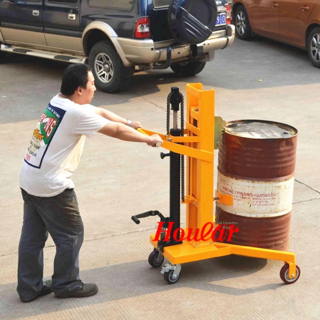 450KG Load Wide-Leg Hydraulic Oil Drum Cart with Weighing Pallet DTF450