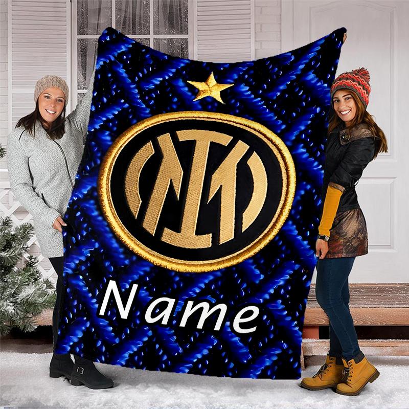 Personalized Custom Name Blanket - Inter Milan Print Design,Blanket for Sofa,Bed,Travel,Camping - Soft and Warm, Great Gift