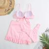 Nouă Culoare Solidă Sexy Cu Fusta Bikini Bandeau Costum de baie Femei Costum de baie Trei piese Set Bikini Costum de baie pentru baie