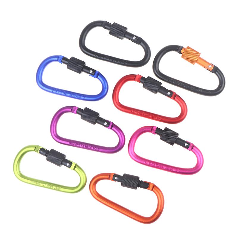 4Pcs 7.5*4.0cm D-shape Aluminum Alloy Carabiner Clips With Screw Gate Carabiners Hiking Clips EDC Outdoor Camping Equipment Hook
