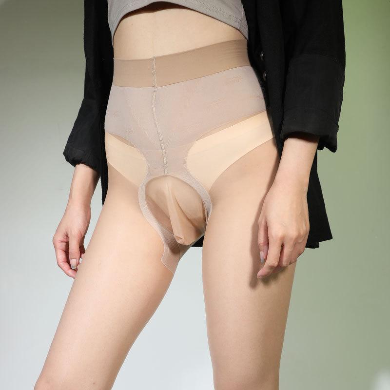 Invisible Stockings Men's Penis Sleeve Pantyhose Anti-Snag Ultra-Thin 5D Skin Texture Fine Velvet Stockings Plus Size