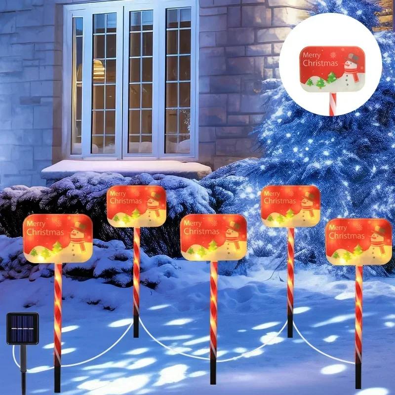 Christmas Outdoor Lawn Light Candy Cane Lights Decorations Waterproof Holiday Ambiance Light Snowman Pathway Lamp for Lawn Yard
