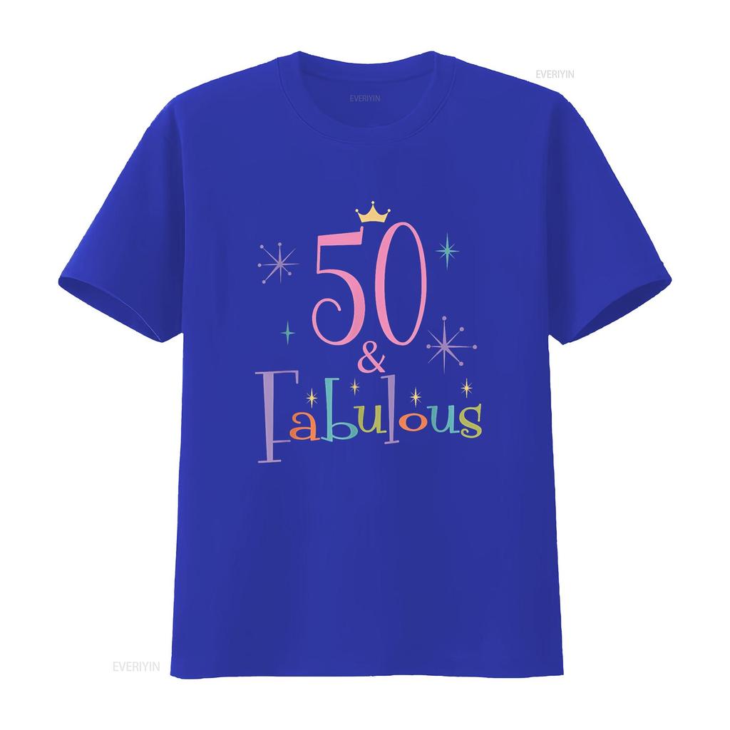 50 and Fabulous Cute 50th Birthday T Shirt vintage Washed Versatile Top For Everyday Wear Soft Comfortable graphic Casual