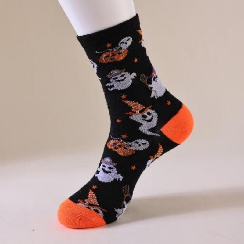 Men Spring and Autumn Breathable Halloween Atmosphere Feeling Skull Little Devil Long Socks