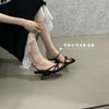 French pointed toe wedge slippers fairy shoes 2025 new summer with skirt toe silver Roman shoes