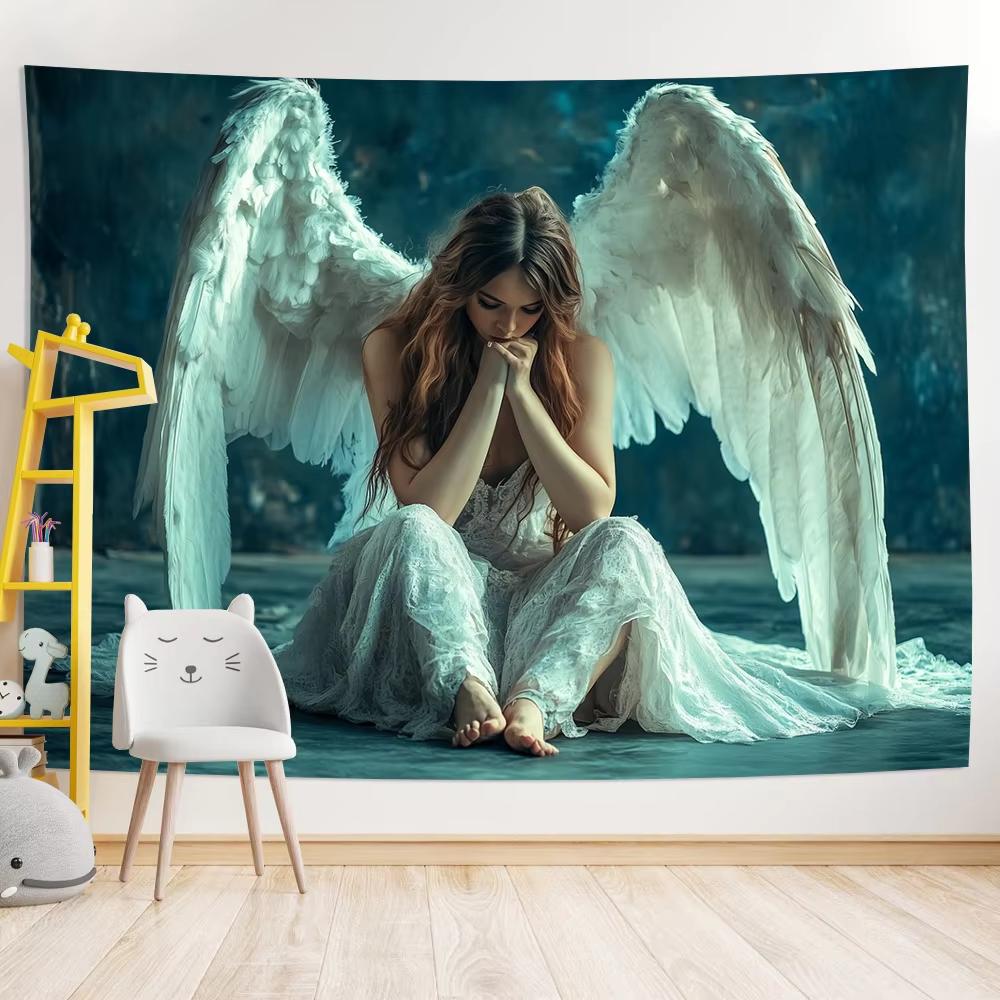 Enchanting Elegant Angel Tapestry, Decorative Wall Hanging For Living Room Bedroom Office Party Home Decor
