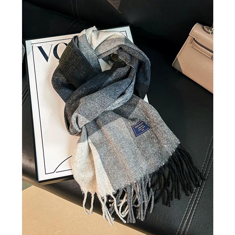 VICTORIA&VERA Autumn/Winter Large Color Block Tassel Scarf 30x180cm