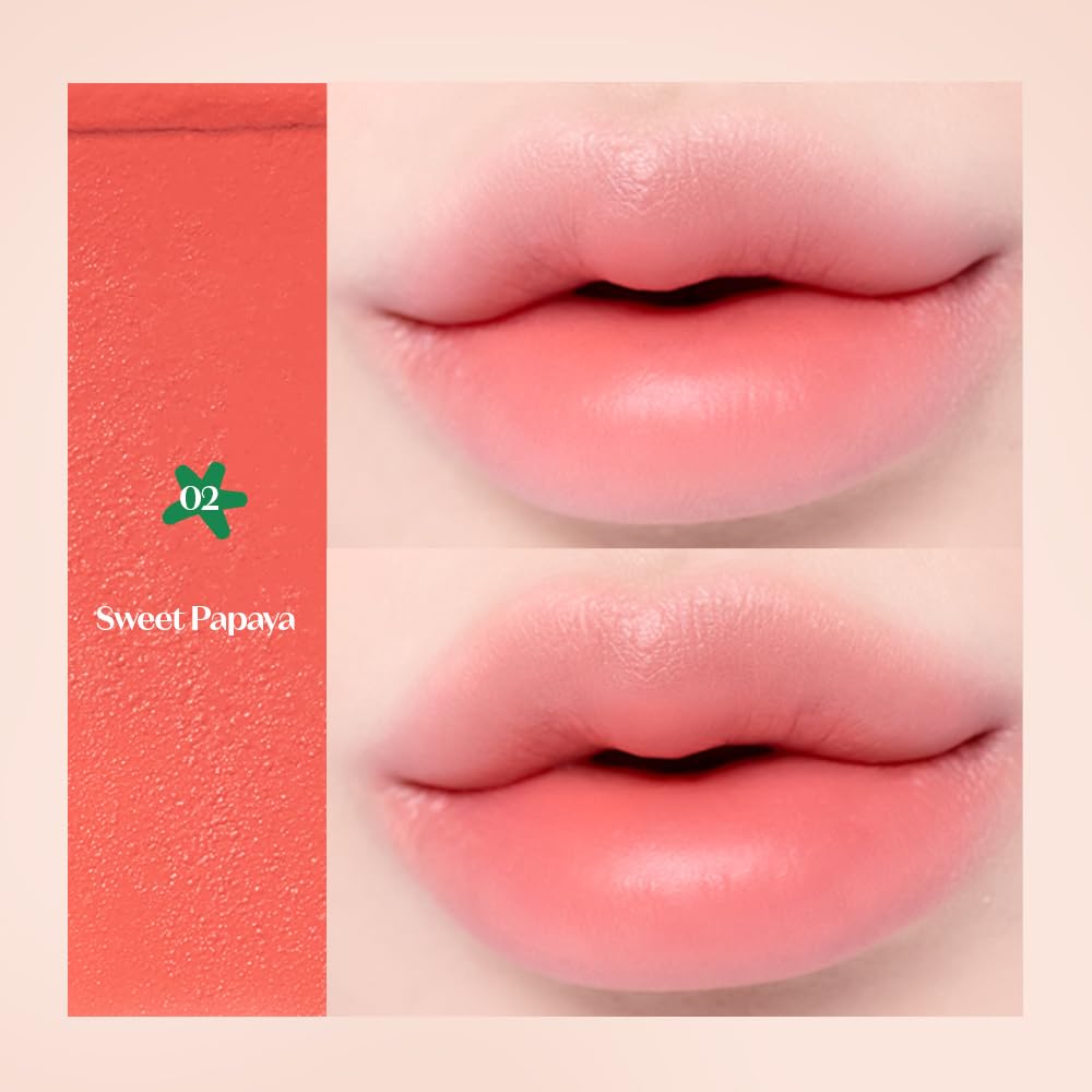 Etude Fruity Lip Cheek Lipstick [Etude Official] & Balm, Papaya, 2.3g, Coral, Pink, Orange, Red, Cheek, Lip,