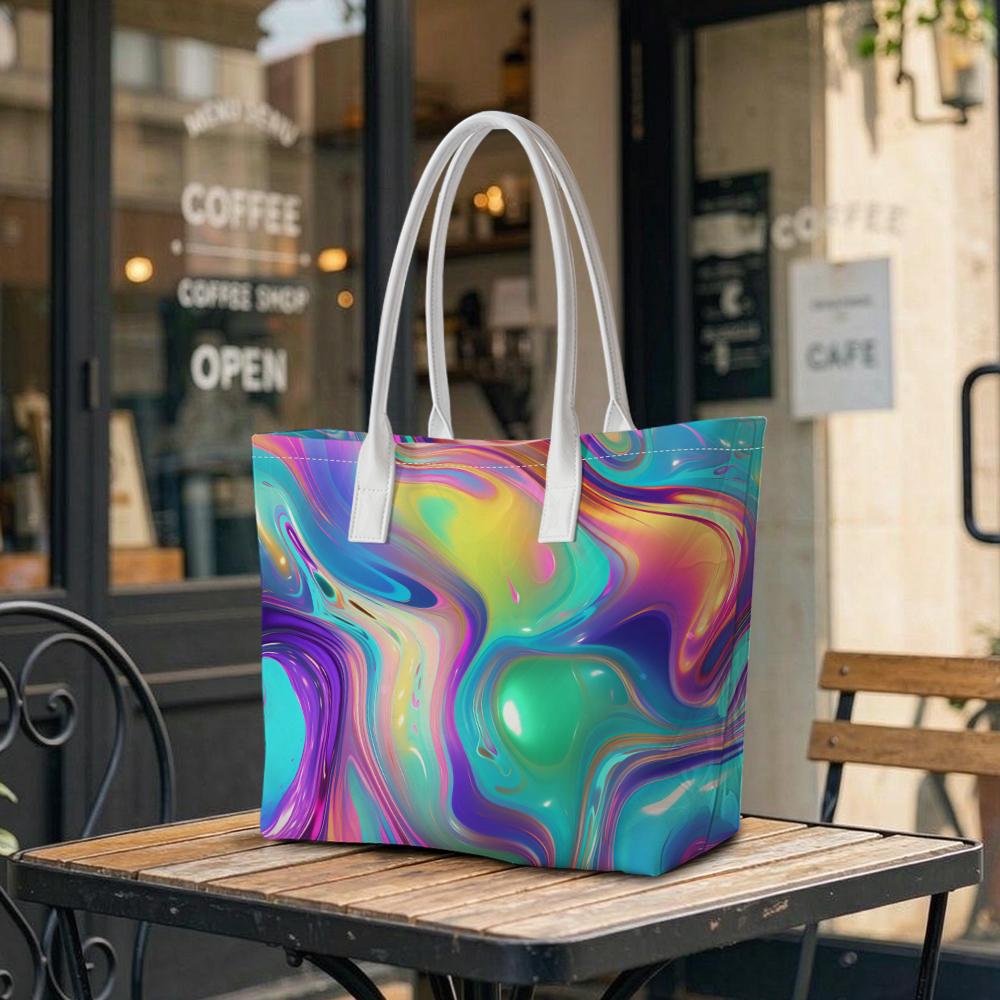 Fashion Iridescent Swirl Tote Bag Casual Daily Shoulder Handbag for Women