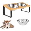 Wooden Pet Bowl Stand Ironwood Combined Double Bowl Cat and Dog Food Bowl Rack Heightened Cervical Protection Feeding Device