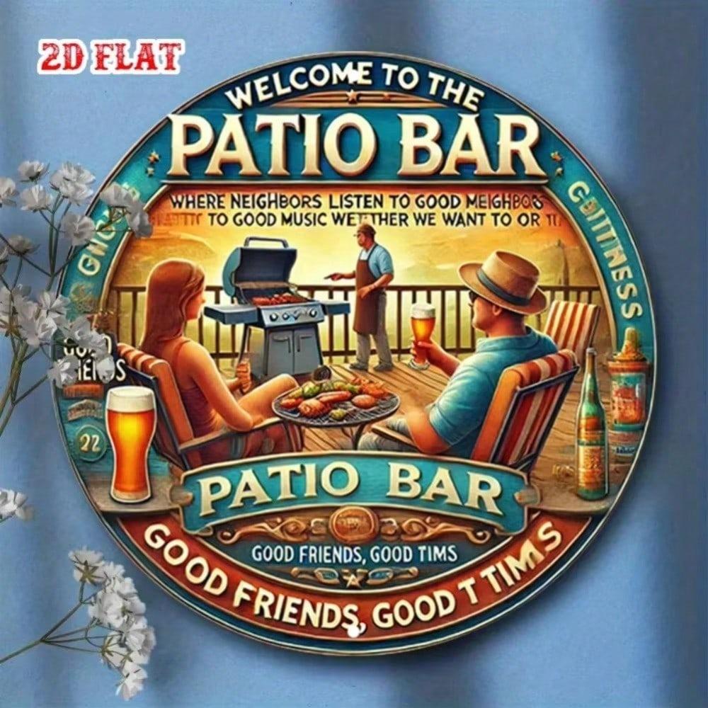 Retro Metal Art 2D Wall Decor Backyard BBQ Grill Beer Friends Garden Patio Sign