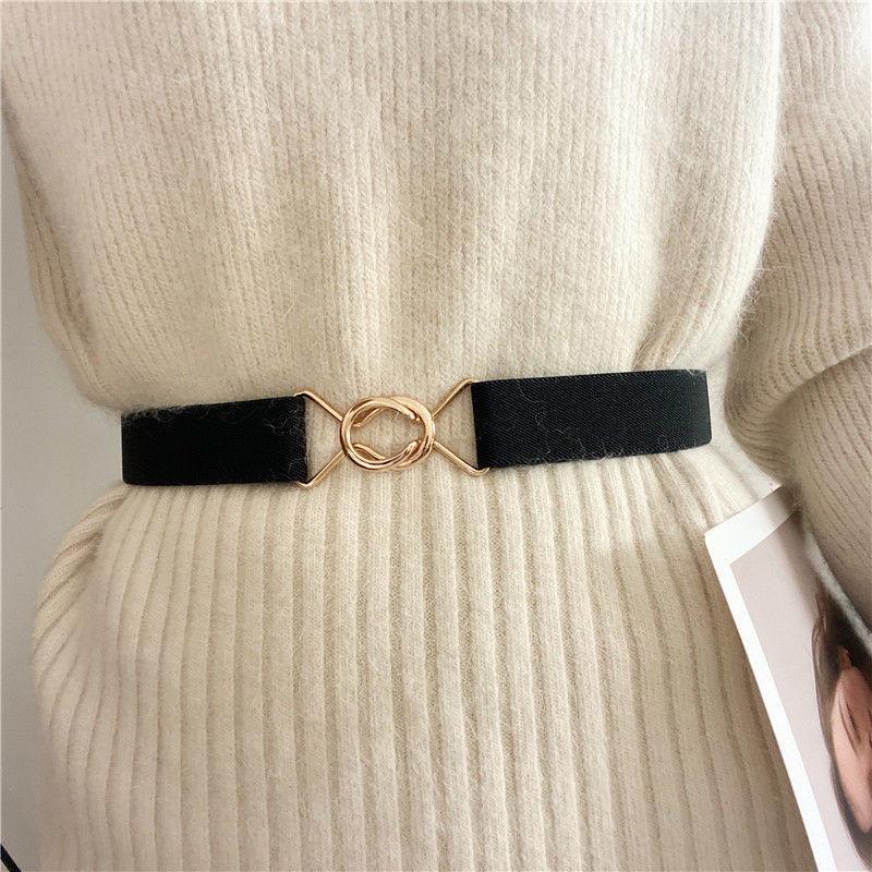 

Coat Womens Sophisticated Dress With Decorative Elastic Waist Belt Fashion Musthave Black