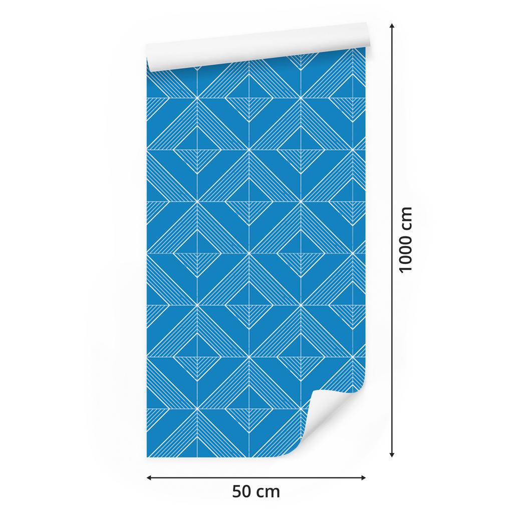 Wallpaper Geometric Rhombuses Blue and Azure, Blue Background 50x1000