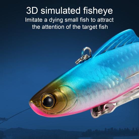 10CM/33G VIB Fishing Lure with Hooks Sinking Reflective 3D Hard Artificial Bait Freshwater Saltwater Trout Bass Walleye Fishing Accessories