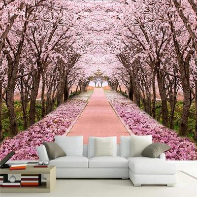 3D Romantische Weltraum Erweiterung Tapete Kirschbaum Wandbild Wohnzimmer TV Sofa Wandgemälde Heimdekor