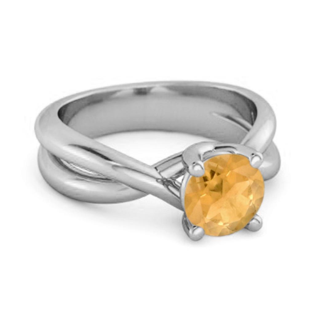 Citrine Crisscross Band Design Ring- 925 Sterling Silver