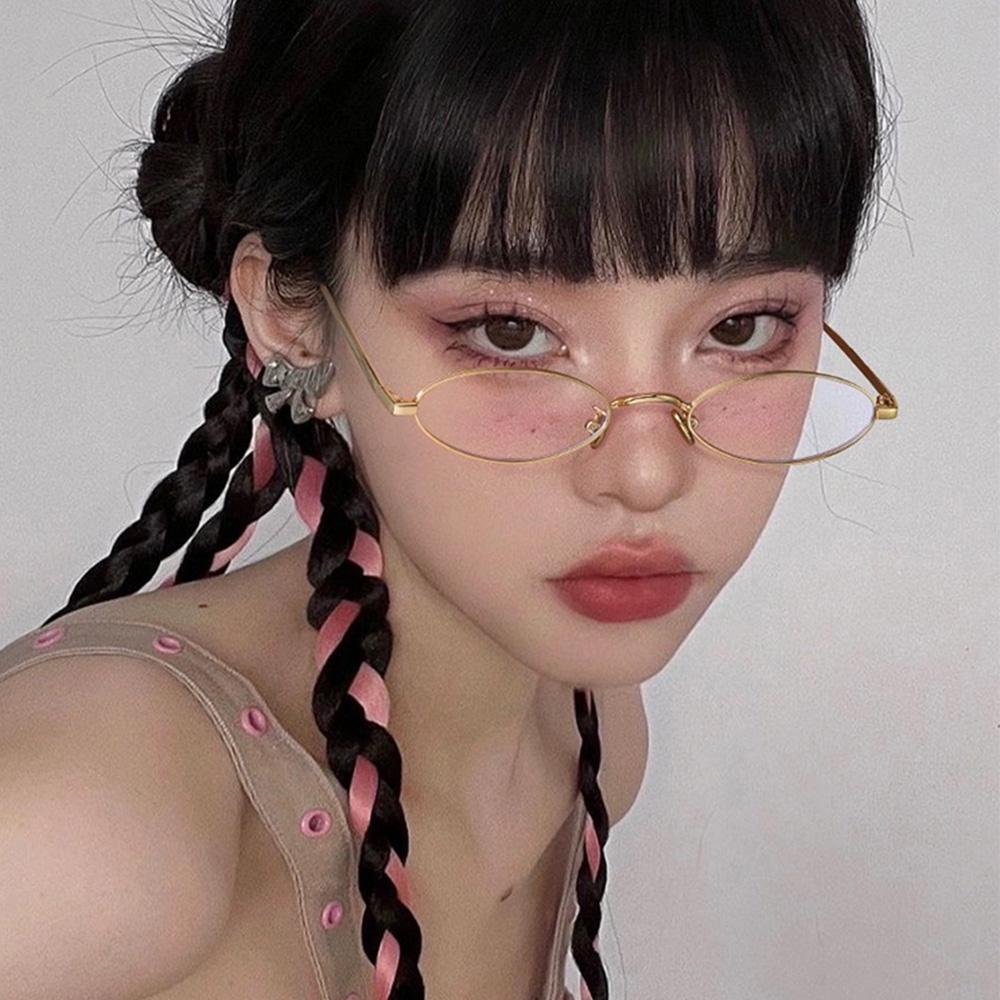 Vintage Oval Metal Glasses Women Girls Y2K Small Decorative Eyeglasses Anti Blue Light  Presbyopic Clear Glass Reading Eyewear