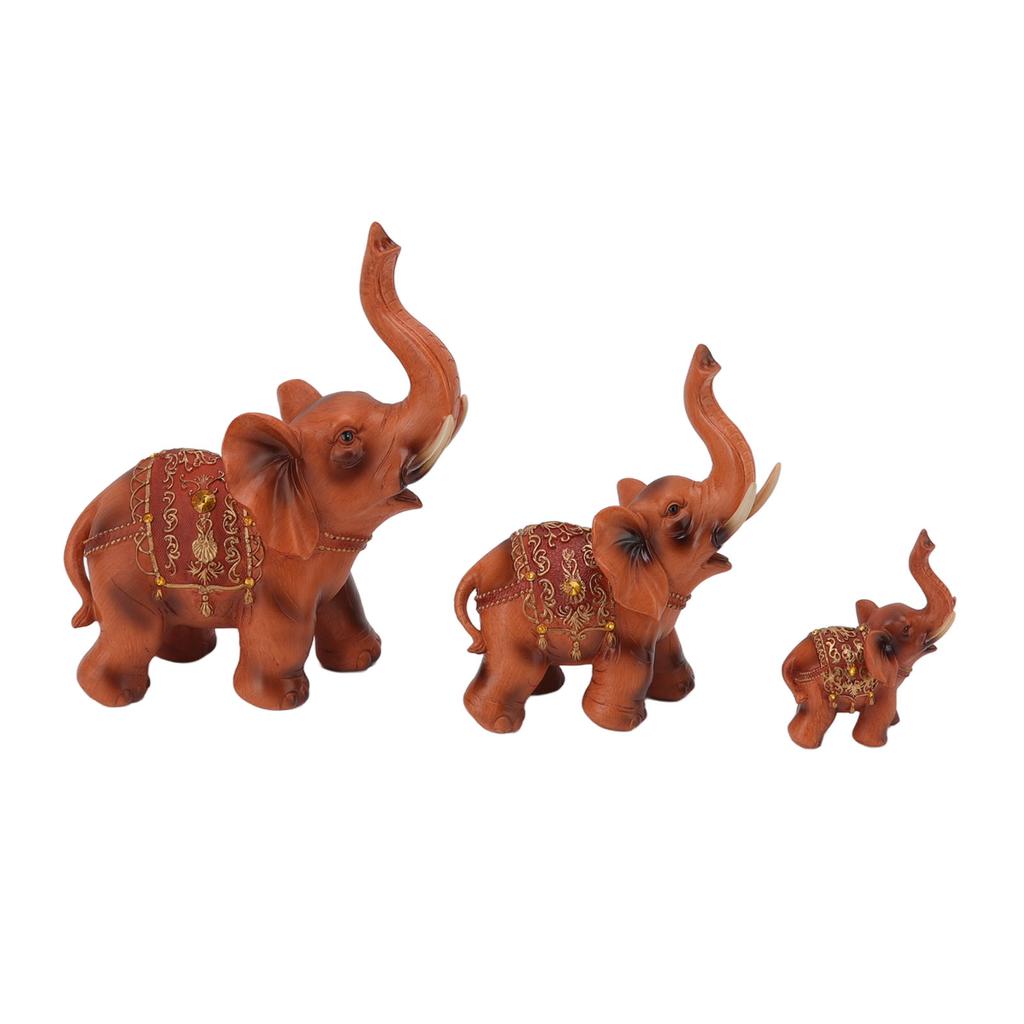 3 st Elefantfigurer Livliga Utsökta Detaljer Elefant Harts Ornament för Hem Kontor Kaféer