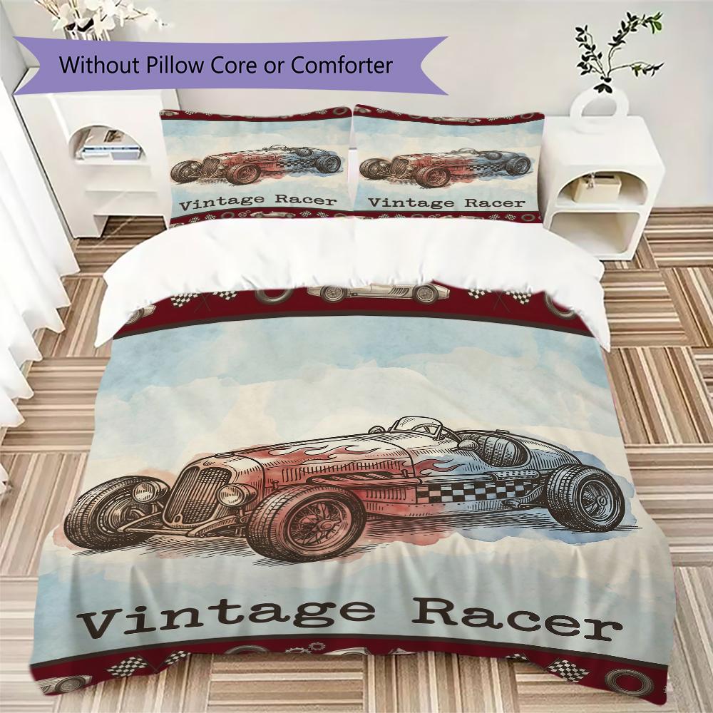Vintage Sports Pattern Bedding Uilt Set Uilt Cover Pillowcase Home Decoration Birthday Gift (1 * Duvet Cover + 2 * Pillowcase Without Core)