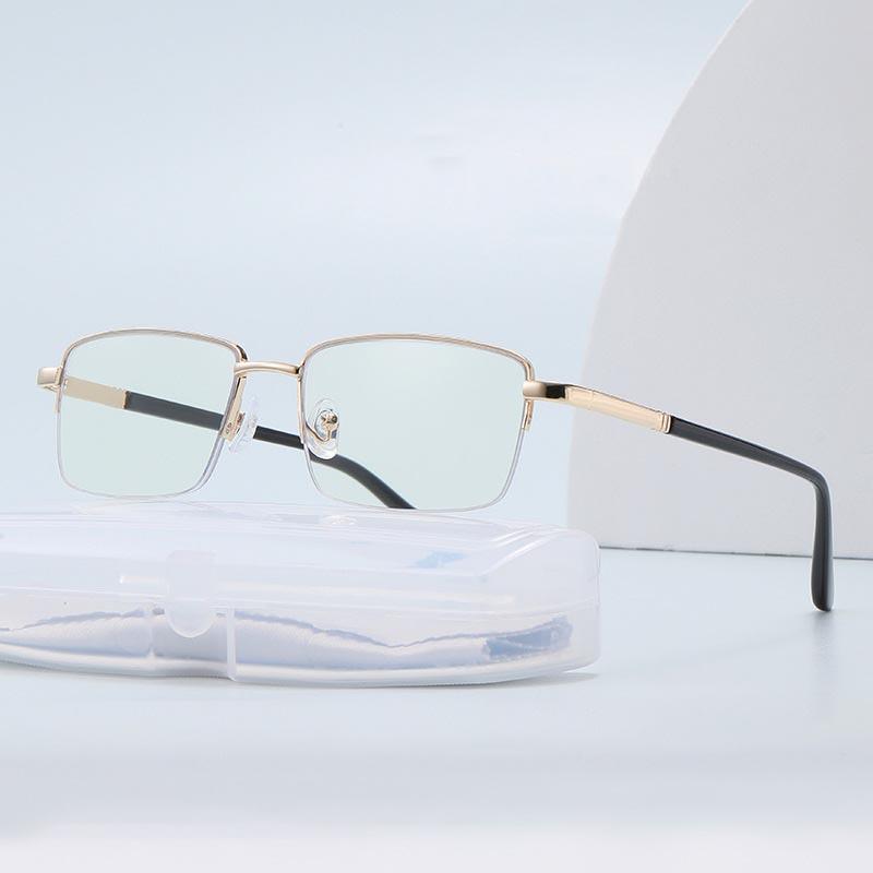 

Luxury Metal Anti Blue Light Reading Glasses Men‘S Business Square Presbyopia Eyeglasses Men S Grade Far Sight Eyewear Diopter +3.0