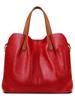 Sac cabas mère-fille de luxe en cuir véritable bicolore: Sac à bandoulière grande capacité pour femmes