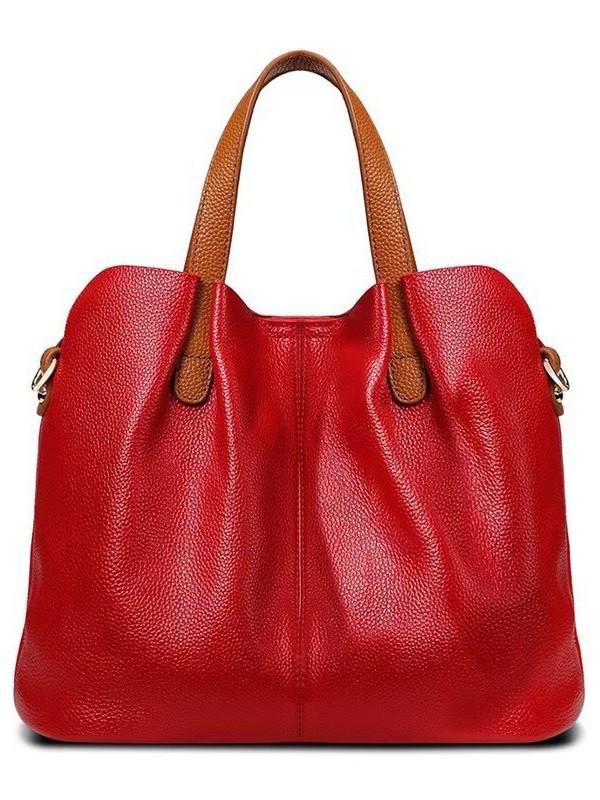 Sac cabas mère-fille de luxe en cuir véritable bicolore: Sac à bandoulière grande capacité pour femmes