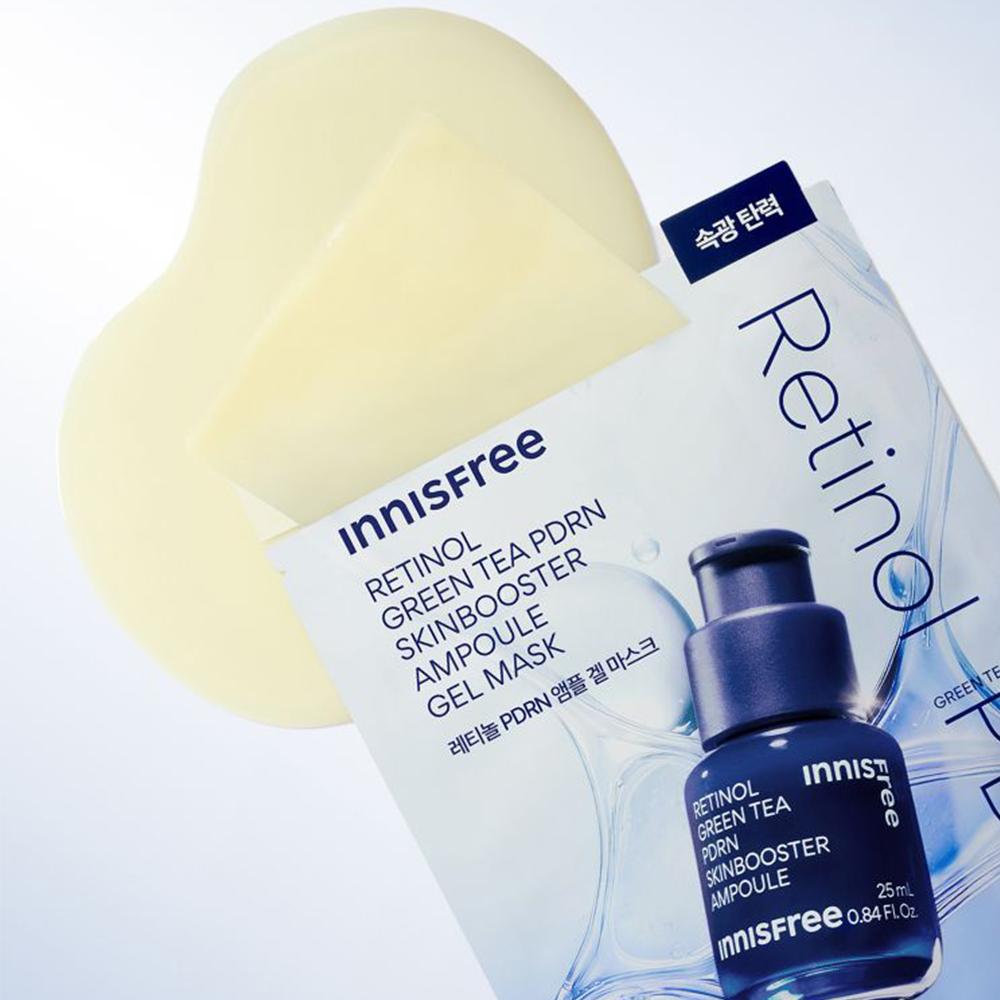 10 Stück_[INNISFREE] Retinol Grüner Tee PDRN Skinbooster Ampullen Gelmaske 23ml (Stichprobe)