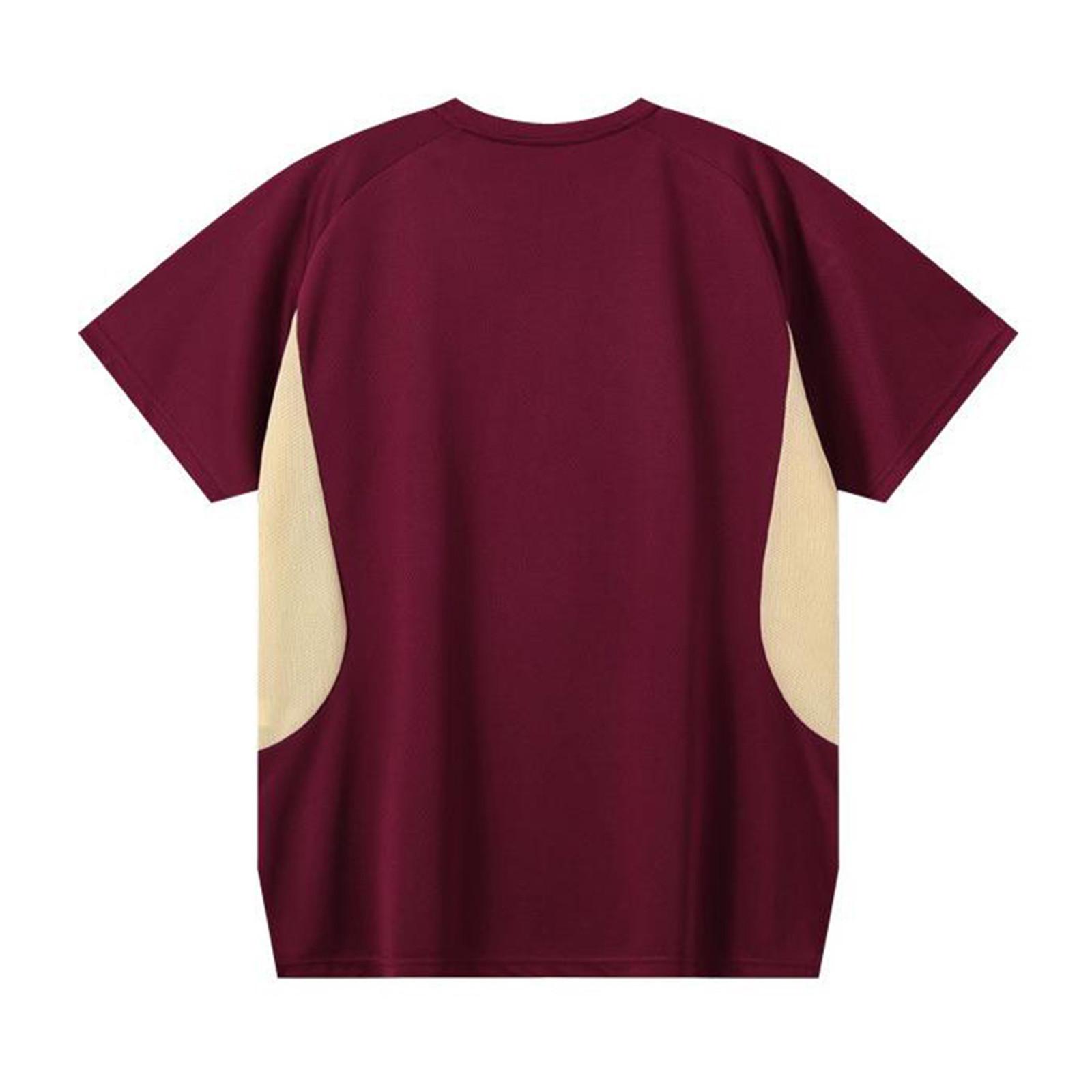 

Унисекс с коротким рукавом для тренировок, фитнеса, бега, дышащая, модная спортивная повседневная футболка с круглым вырезом S винный