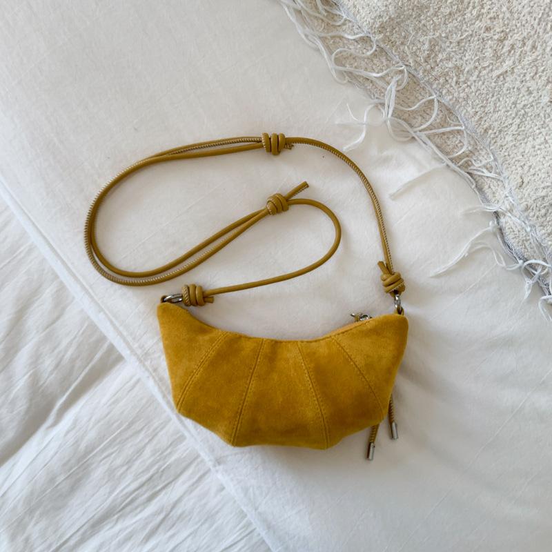 2025 Summer Casual Fashion Armpit Dumpling Bag Fashionable Croissant Bag Vintage Nubuck Leather One Shoulder Crossbody Bag Bag Woman