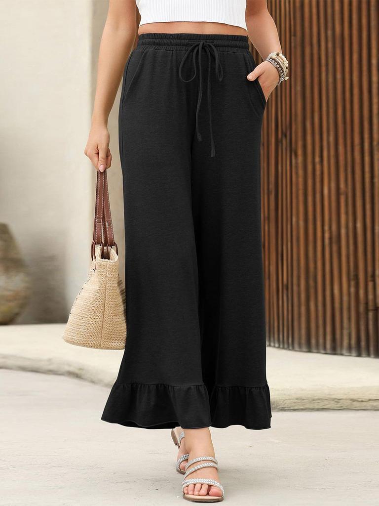 New Summer Leaf-Patterned Women's Nine-Tenths Pants, Thin Loose Casual Home Pants, Wearable Outdoors