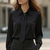 Basic Style Long Sleeve Polyester Shirt With Splicing For Office Casual Women