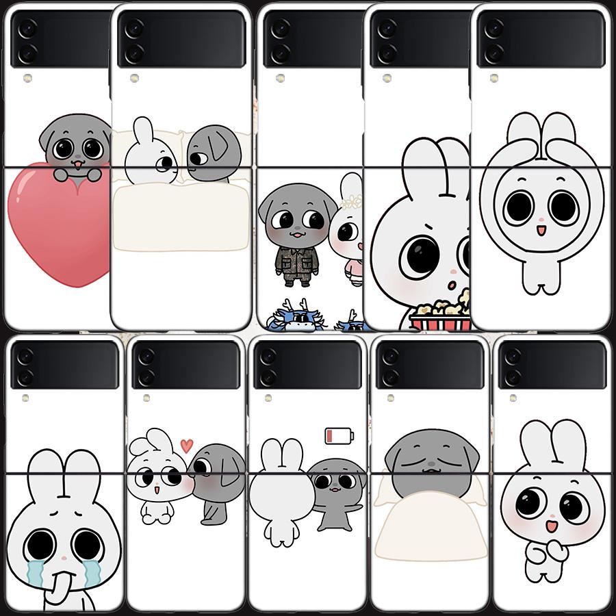 Cute Cartoon K-Kkamang Phone Case For Samsung Z Flip 7 6 5G Galaxy Z Flip 5 4 3 Black Hard Cell Cover Luxury PC Shell Coque
