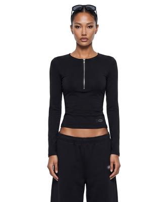 BADBLOOD Everyday Zip Henley Long Sleeve T-Shirt - Black