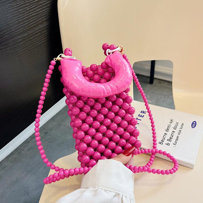 

Inspired Korean Chic Kids Handbag With Creative Pearl Woven Aesthetics For Girls