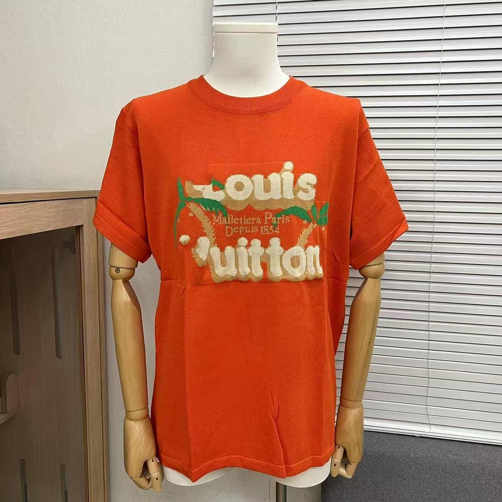 2025 Vår/Sommar Trendig Jacquardetikett Stickad Kortärmad Logotyp T-shirt