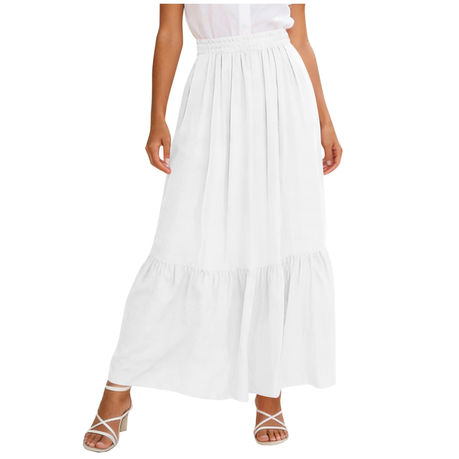 Women s Casual Fashion Summer Loose Half Skirt L белый