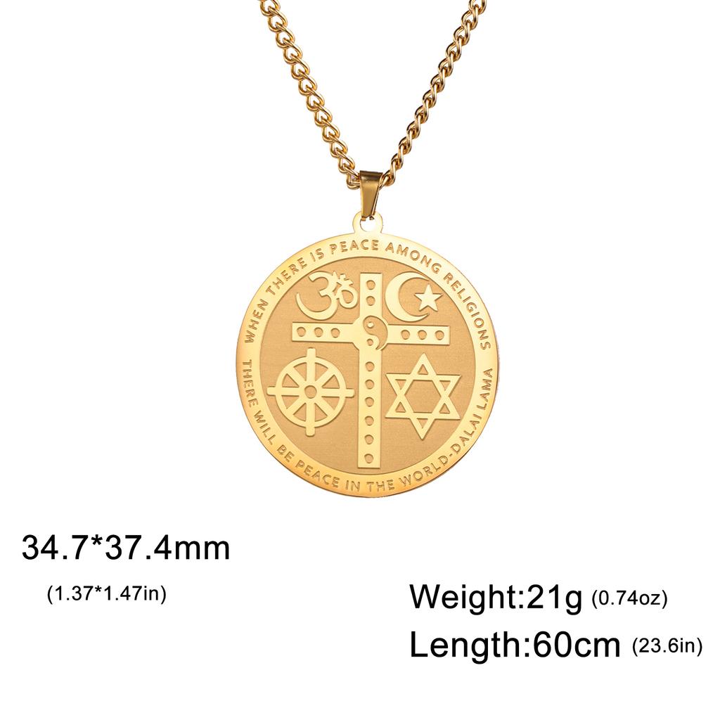 Moon Cross Star of David OM Symbol Necklace Stainless Steel Hexagram Pendant Necklaces Religious Amulet Jewelry Gifts