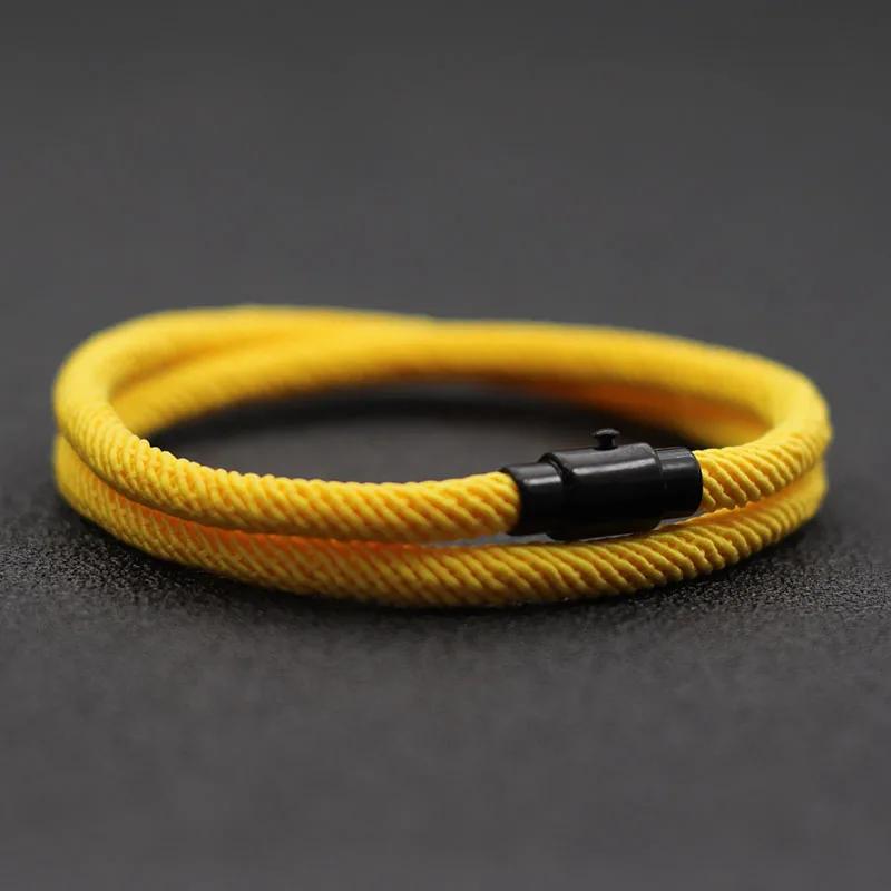 Simple Style Men Rope Bracelet Double Layer Survival Braclet Homme Accessories Boyfriend Gift Magnet Buckle Pulsera Hombre Joias