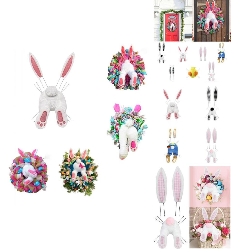 Easter Bunny Wreath Decor For Door Colorful And Durable