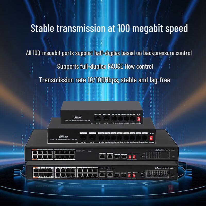 Dahua 4-Port 100Mbps Unmanaged PoE Switch CN Plug (adapter Included)